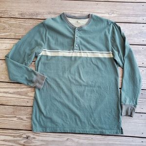 Covington 3-Button Knit Cotton Henley Forest Green Long Sleeves Large